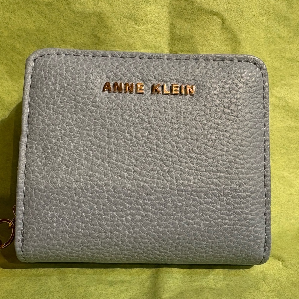 Anne Klein Sky Blue Compact Wallet Pebbled Finish